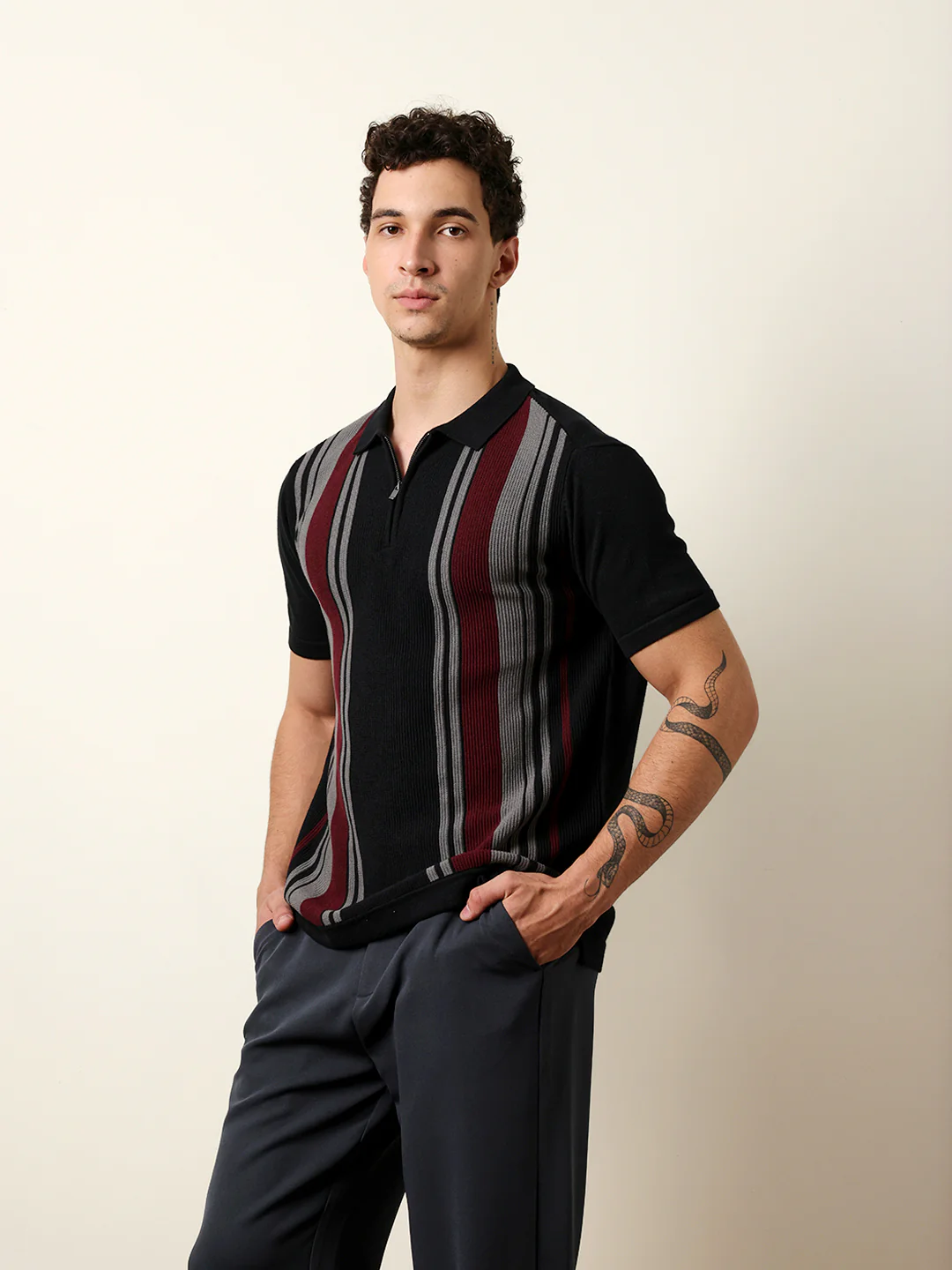 Men Multicolor Half Sleeve Polo T-Shirt - Image 4