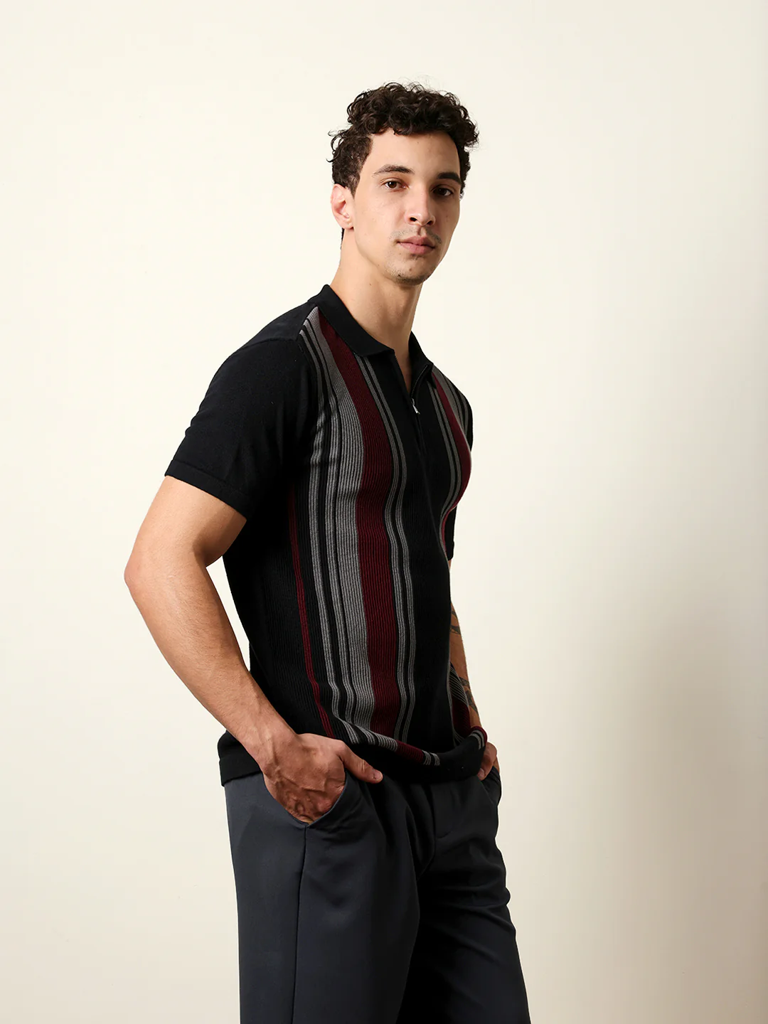 Men Multicolor Half Sleeve Polo T-Shirt - Image 5