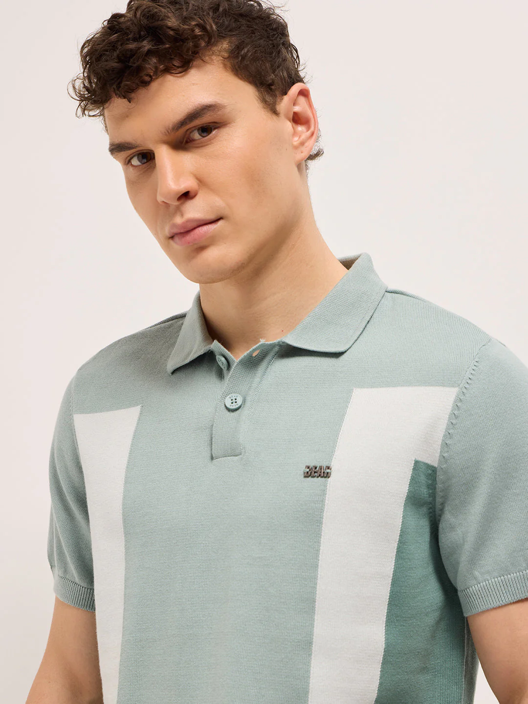 Men Multicolor Regular Fit Colorblock Flat Knit Polo - Image 5