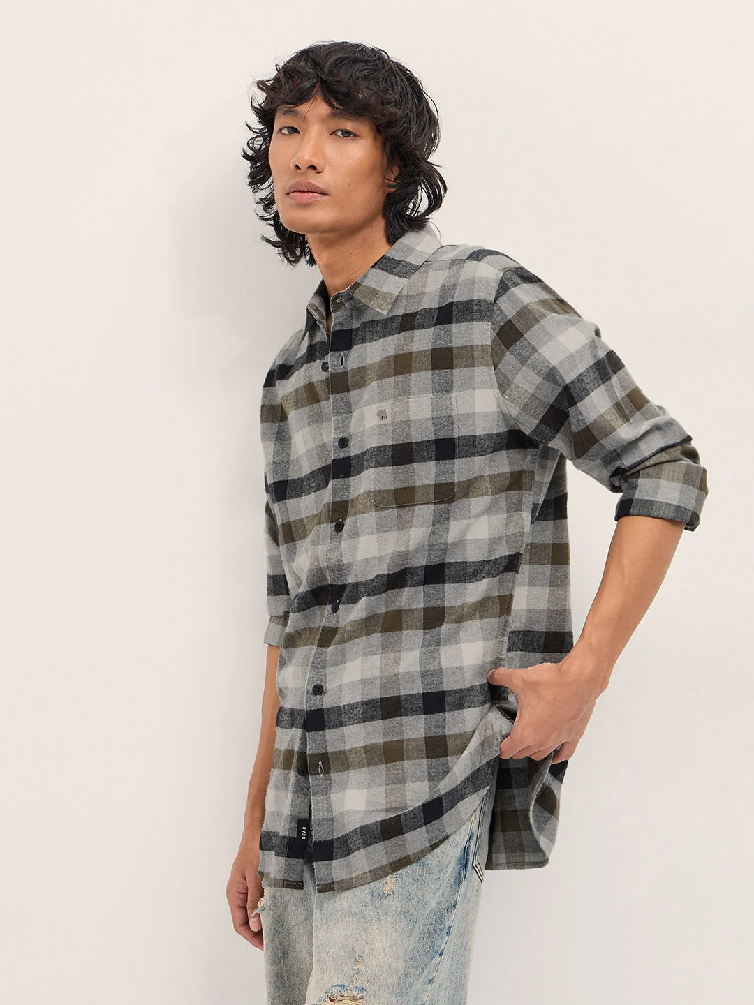 Men Multicolor Slim Fit Checked Casual Shirt - Image 3