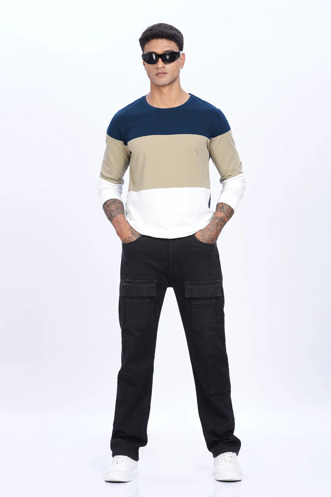 Men Multicolor Stylish Full Sleeve Round Neck T-Shirt - Image 6