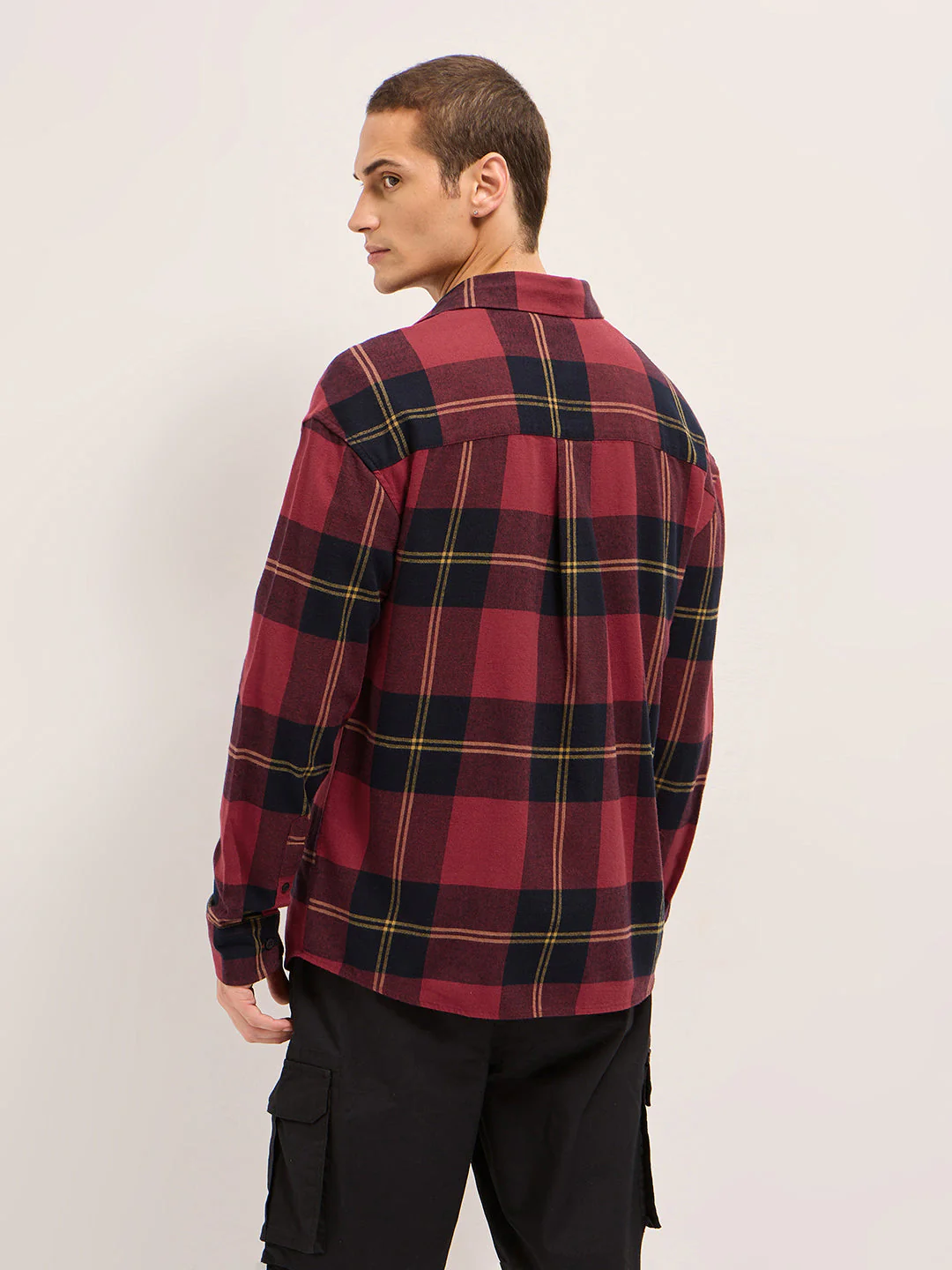 Men Multicolor Tartan Checked Relaxed Fit Casual Shirt - Image 2