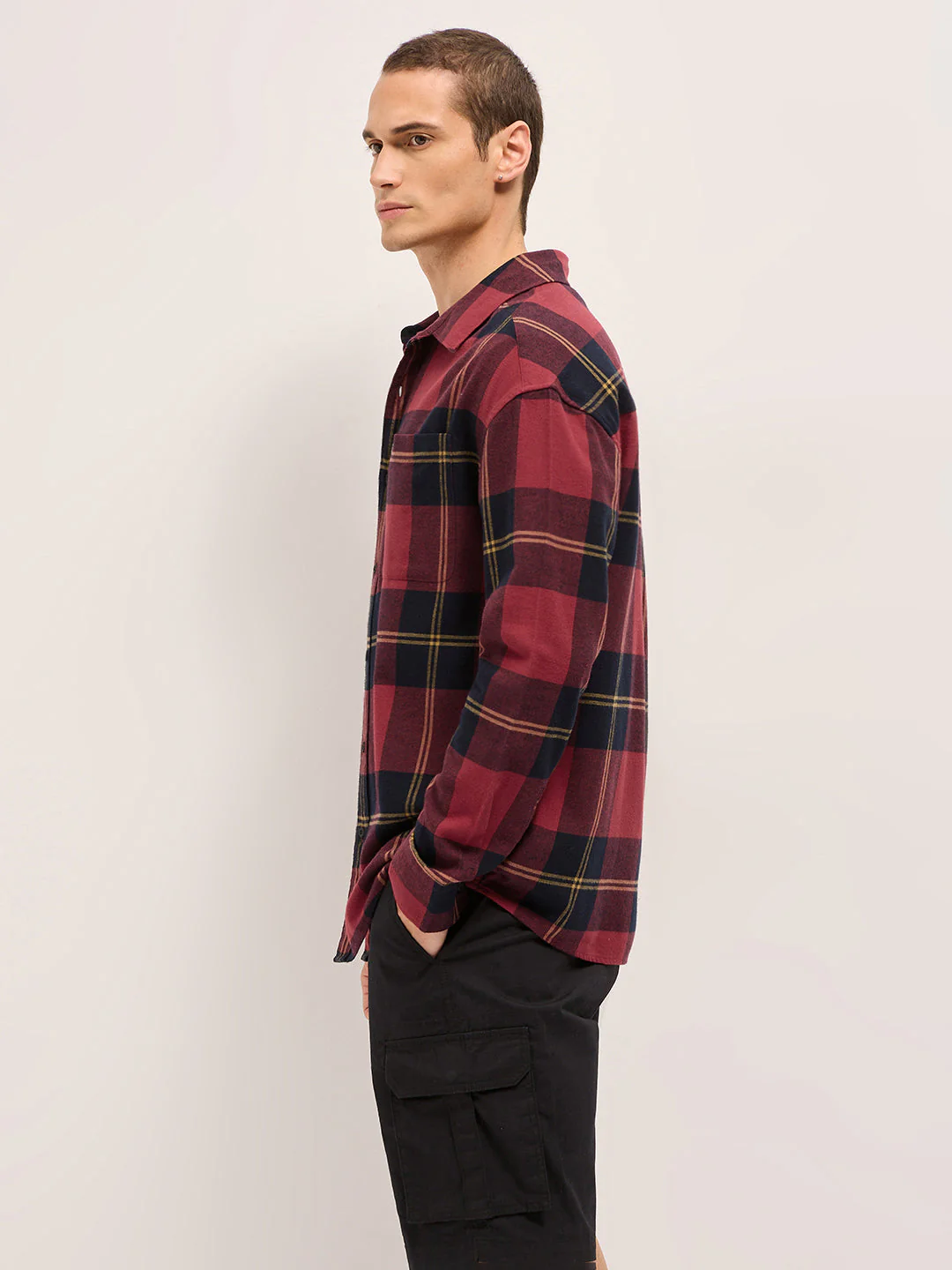 Men Multicolor Tartan Checked Relaxed Fit Casual Shirt - Image 3