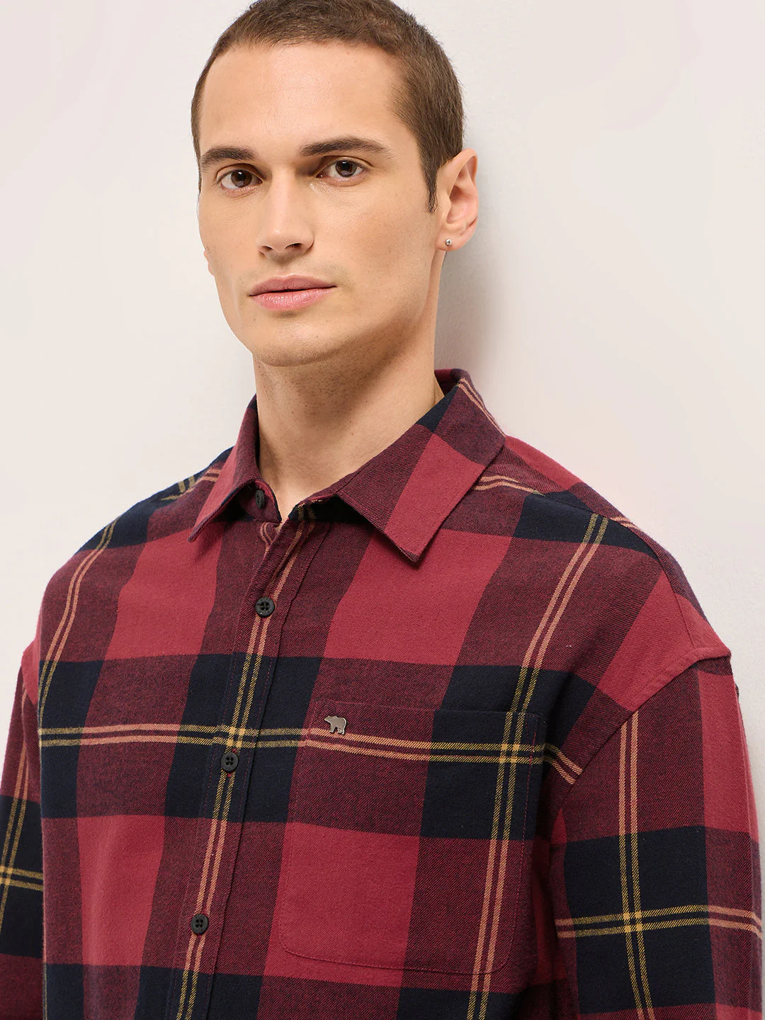 Men Multicolor Tartan Checked Relaxed Fit Casual Shirt - Image 5