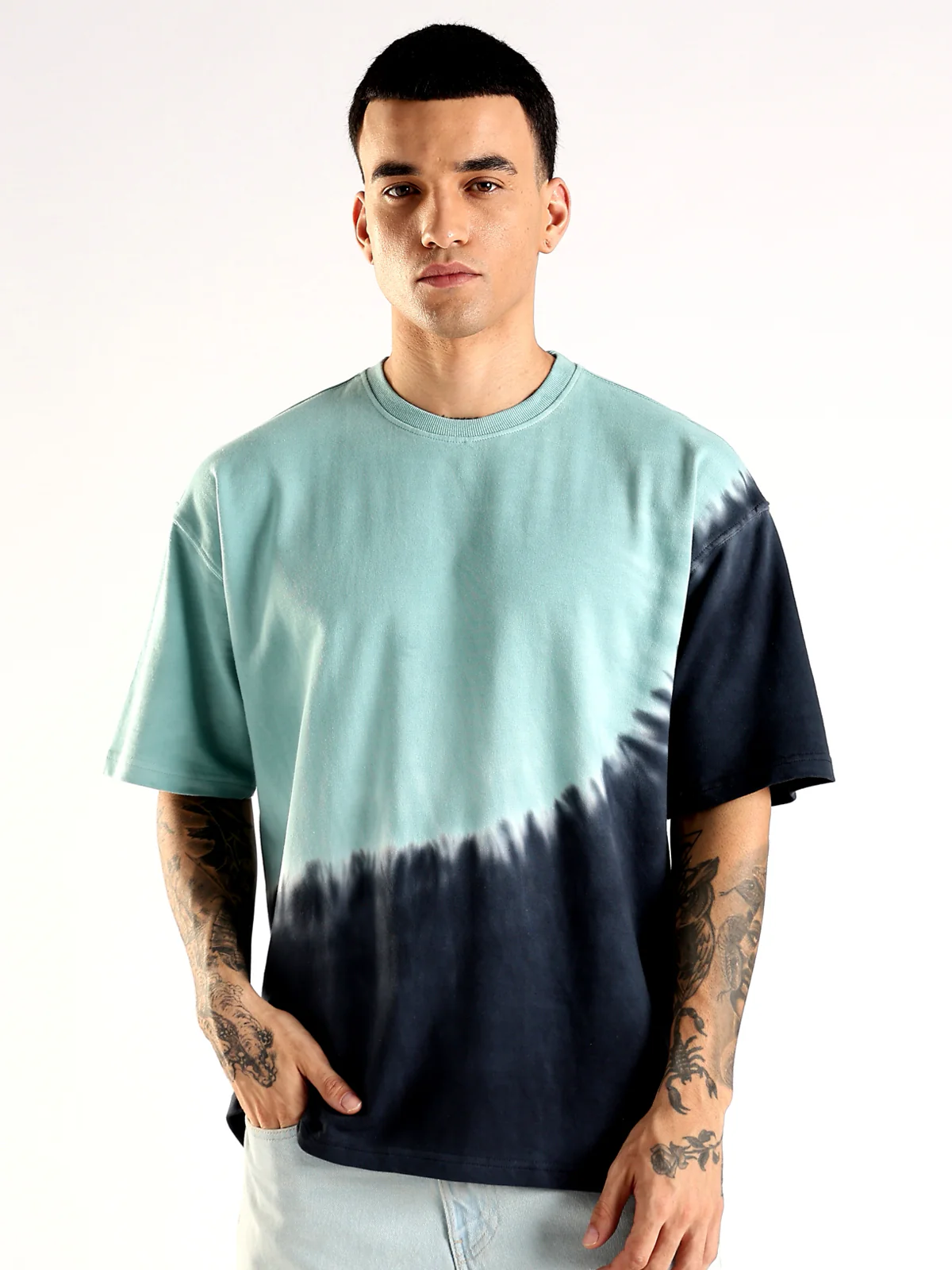 Men Multicolor Trendy Oversized Baggy Fit Drop Shoulder T-Shirt - Image 2