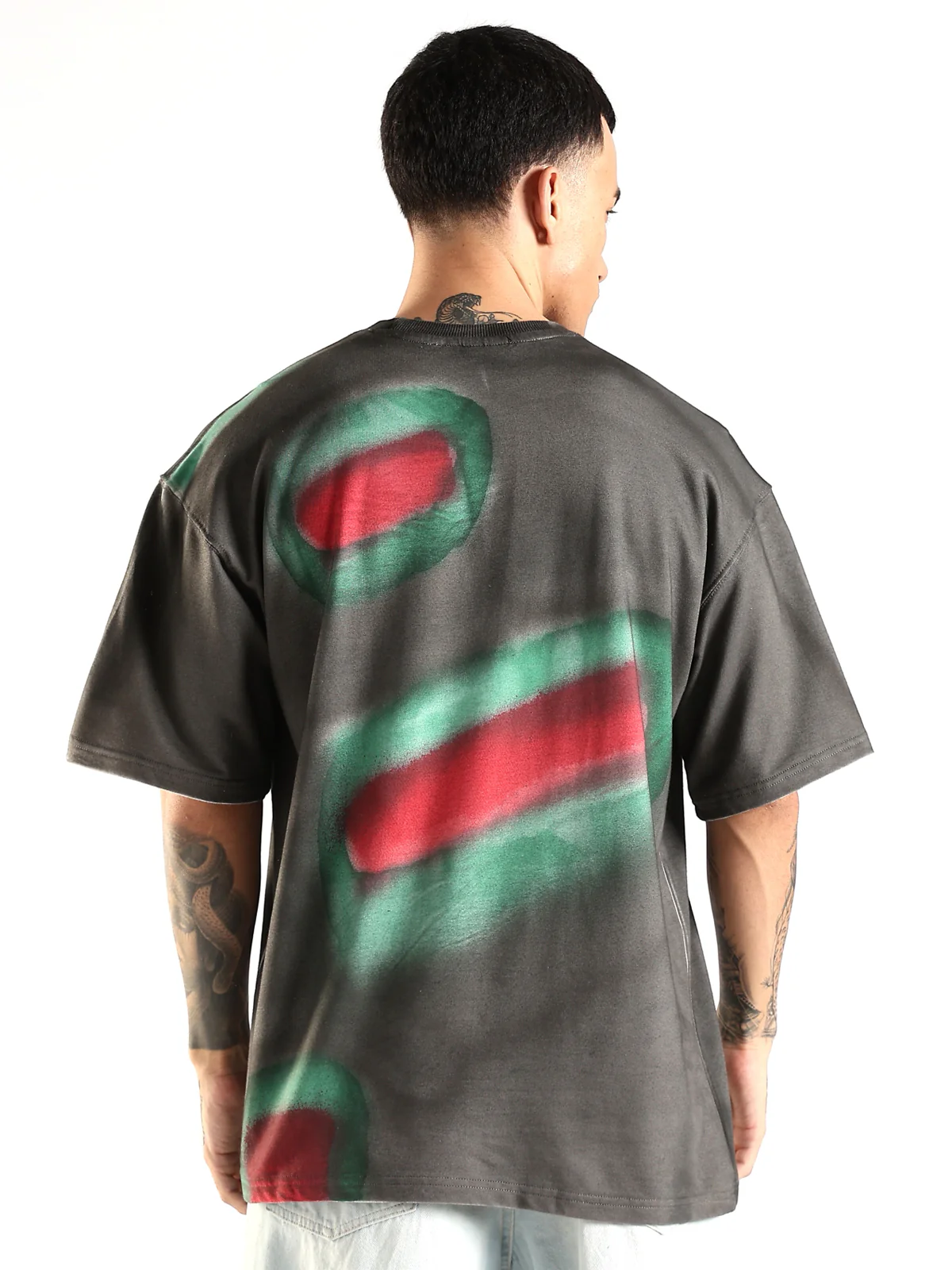 Men Multicolor Trendy Oversized Crew Neck T-Shirt - Image 4