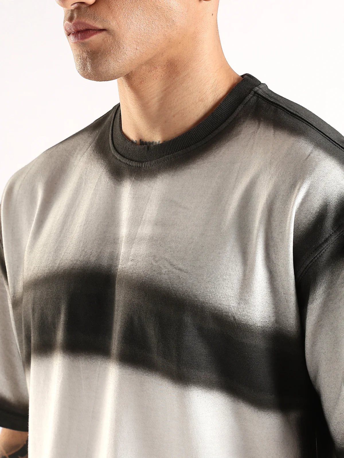 Men Multicolor Trendy Oversized French Terry Cotton Heavy Fabric Crew Neck T-Shirt - Image 5