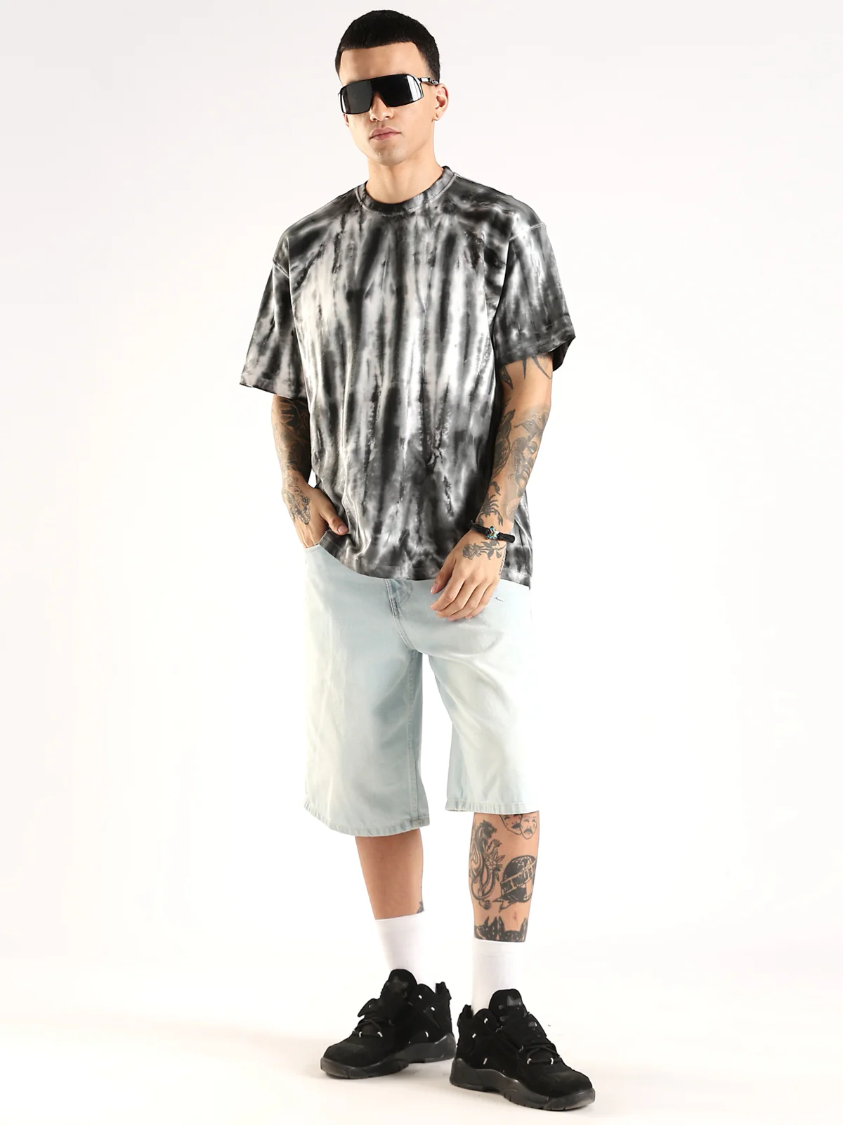 Men Multicolor Trendy Oversized French Terry T-Shirt - Image 2