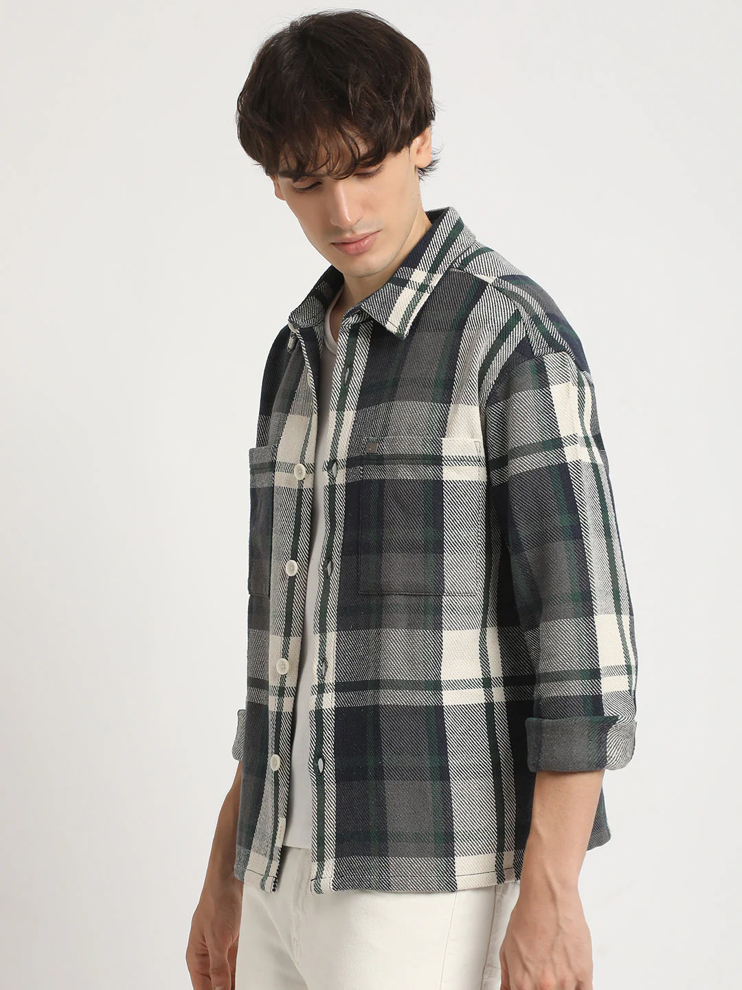 Men Multicolored Checked Regular Fit Overshirt - Image 3