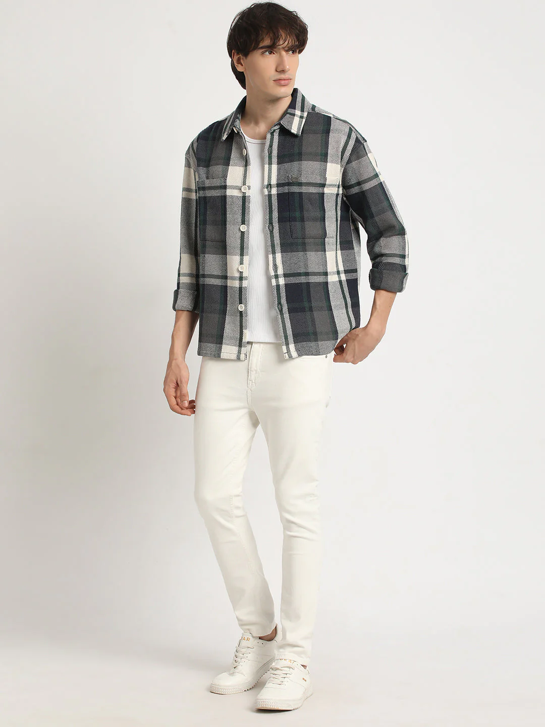 Men Multicolored Checked Regular Fit Overshirt - Image 5