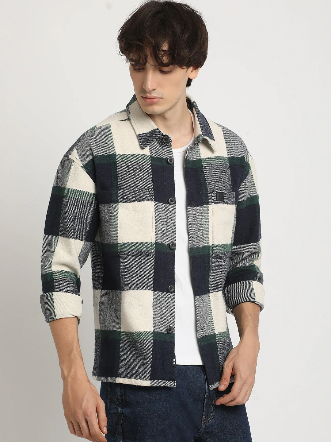 Men Multicolored Checked Regular Fit Overshirt - Image 3