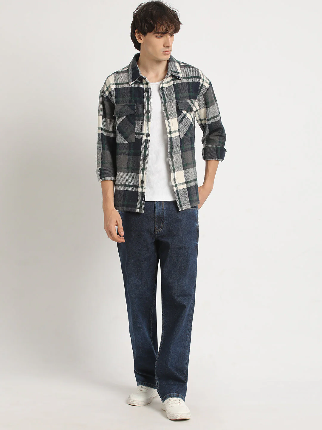 Men Multicolored Checked Relax Fit Cotton Shacket - Image 5