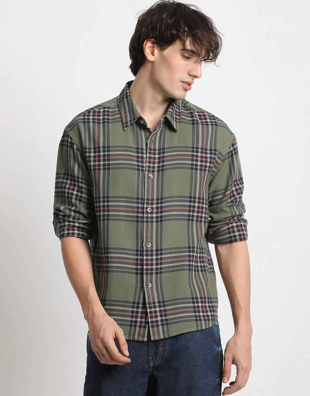 Men  Multicolored Checked Relaxed Fit Casual Shirt - Image 2