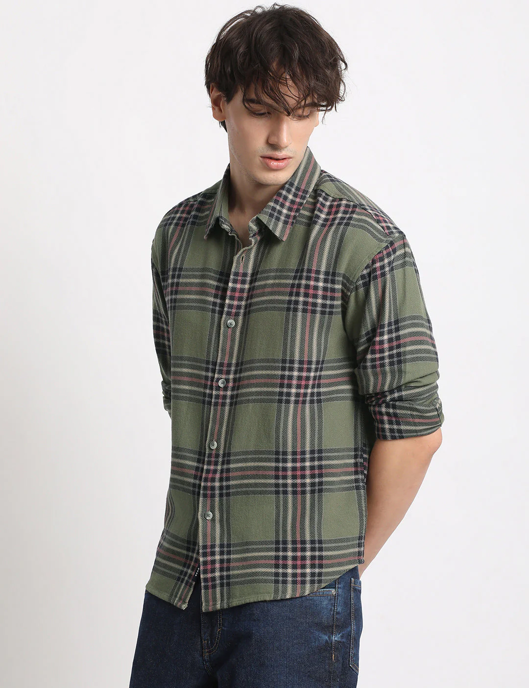Men  Multicolored Checked Relaxed Fit Casual Shirt - Image 3
