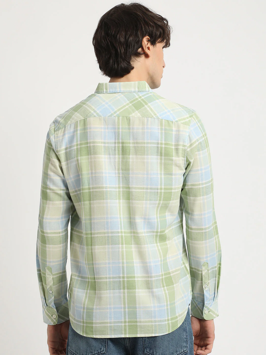 Men  Multicolored Checked Slim Fit Cotton Casual Shirt - Image 4
