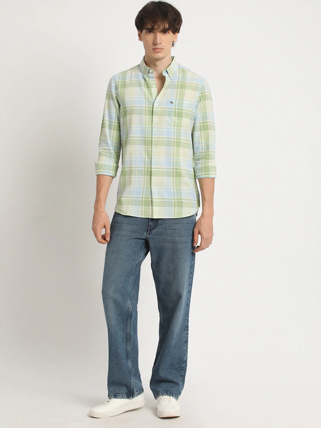 Men  Multicolored Checked Slim Fit Cotton Casual Shirt - Image 5