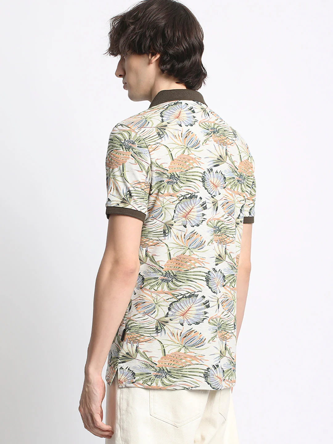 Men  Multicolored Floral Print Regular Fit Polo T-Shirt - Image 4