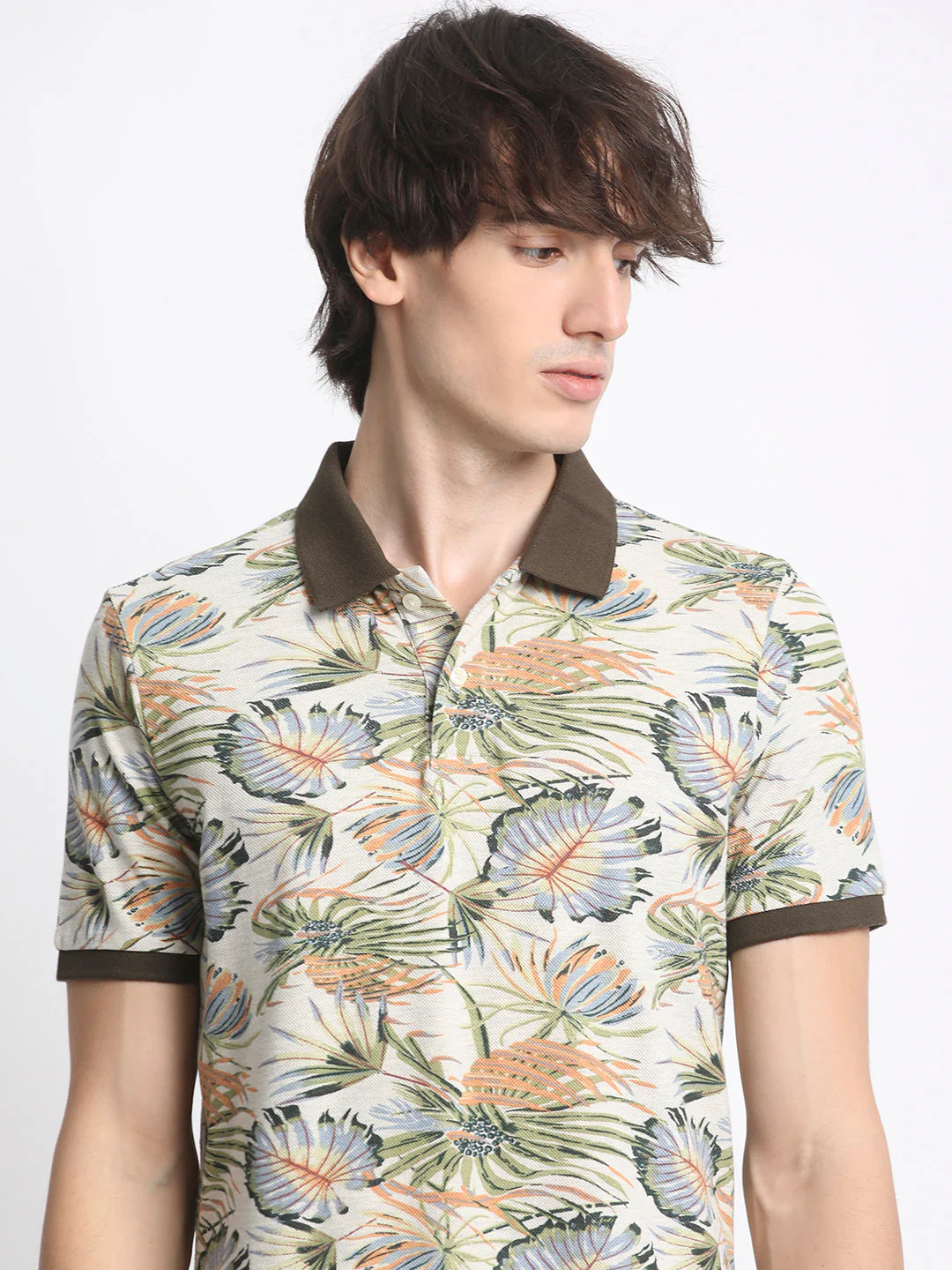 Men  Multicolored Floral Print Regular Fit Polo T-Shirt - Image 6