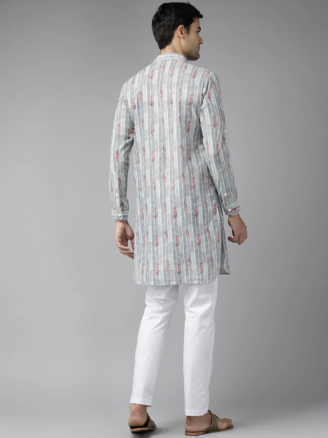 Men Multicolored Regular Pure Cotton Pathani Printed Men'S Kurta - Image 5