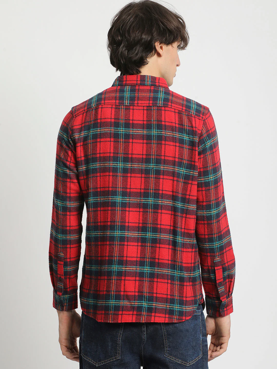Men Multicolored Slim Fit Checked Button Down Collar Casual Shirt - Image 4