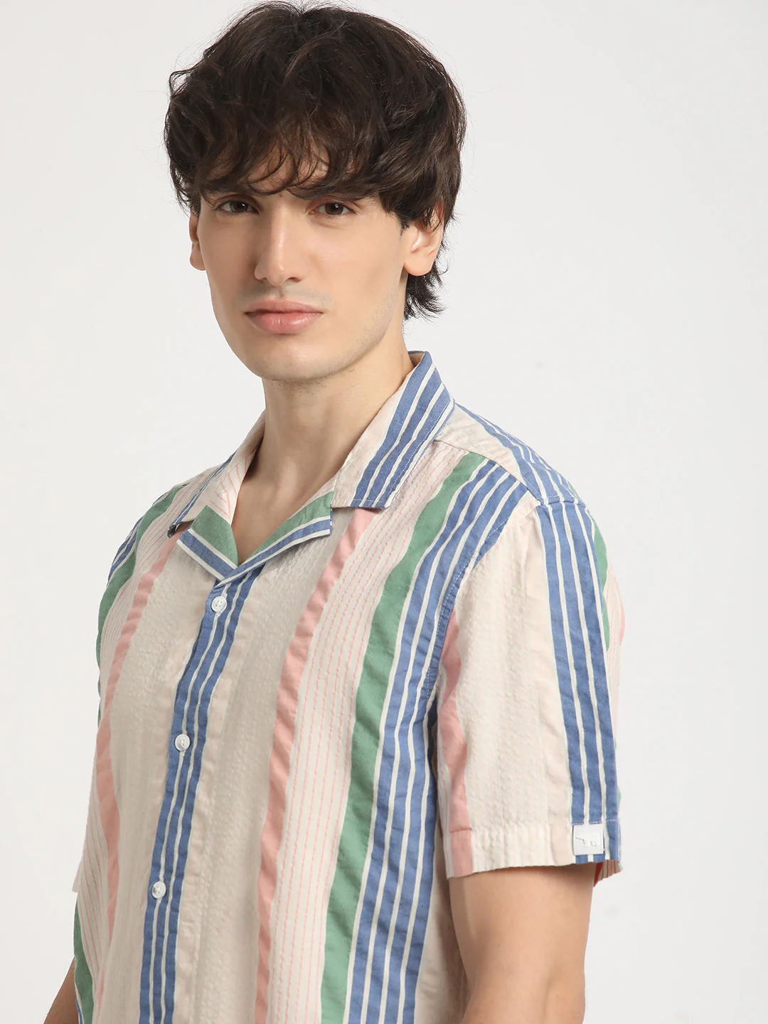 Men Multicolored Striped Regular Fit Cotton Casual Shirt - Image 6