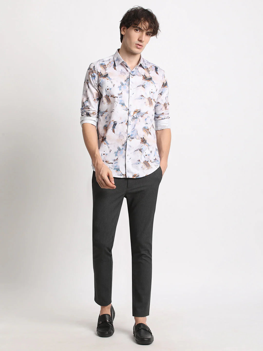 Men Multicolour Printed Slim Fit Cotton Casual Shirt - Image 5