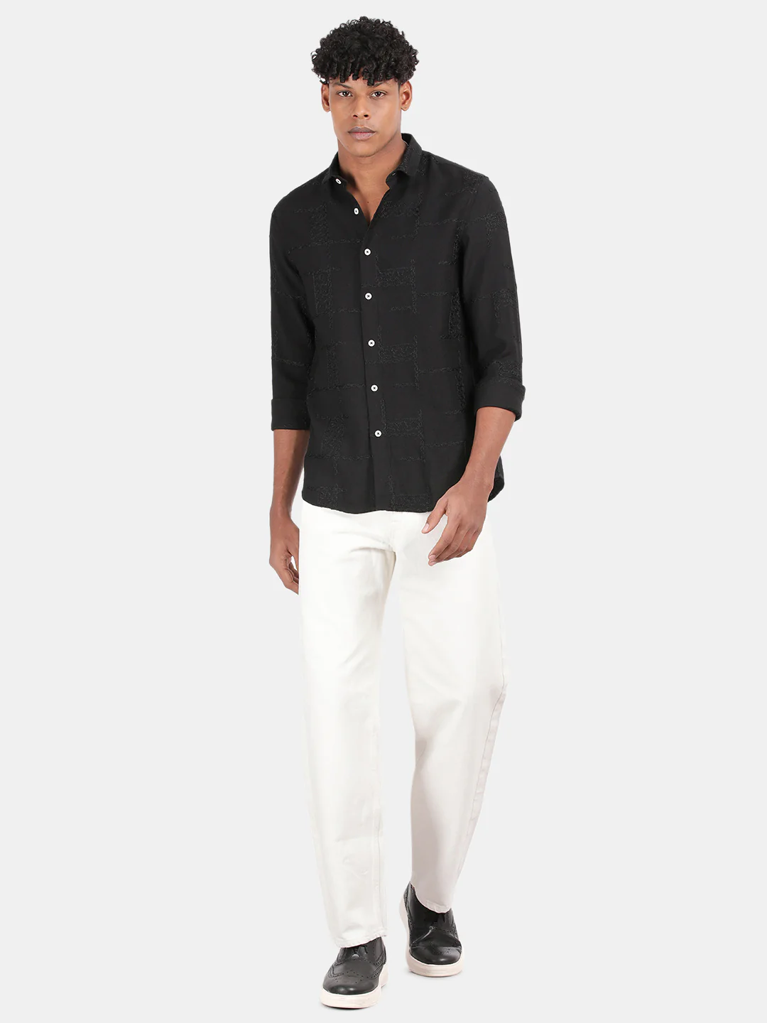 Men Black Slim Fit Shirt - Image 3