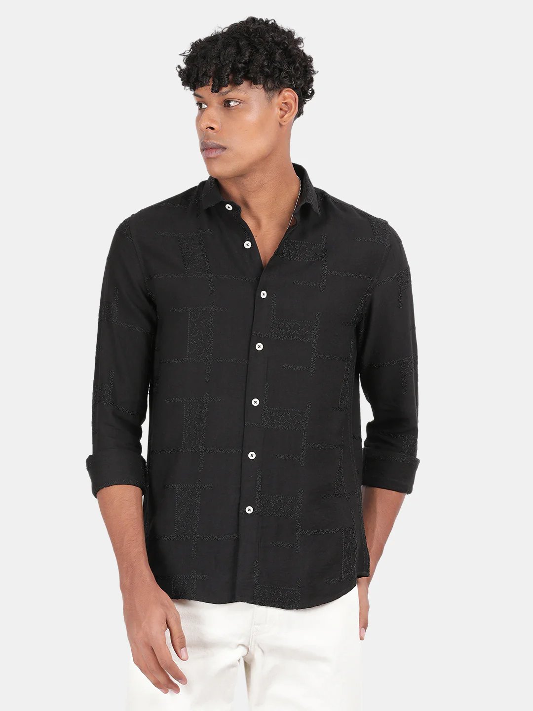 Men Black Slim Fit Shirt - Image 4
