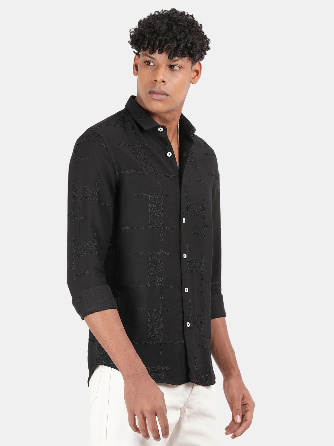 Men Black Slim Fit Shirt - Image 5