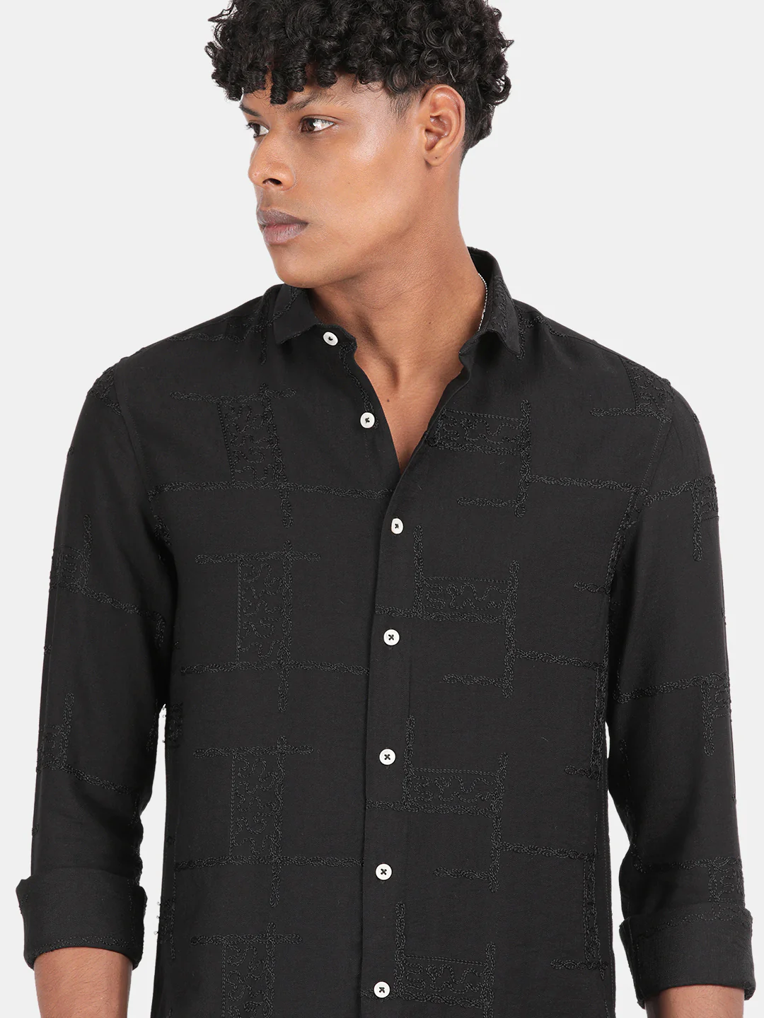 Men Black Slim Fit Shirt - Image 6