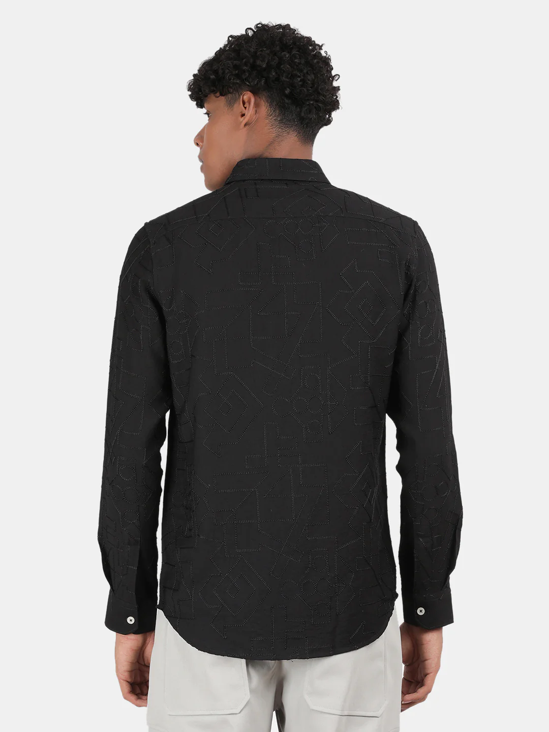 Men Black Slim Fit Shirt - Image 2