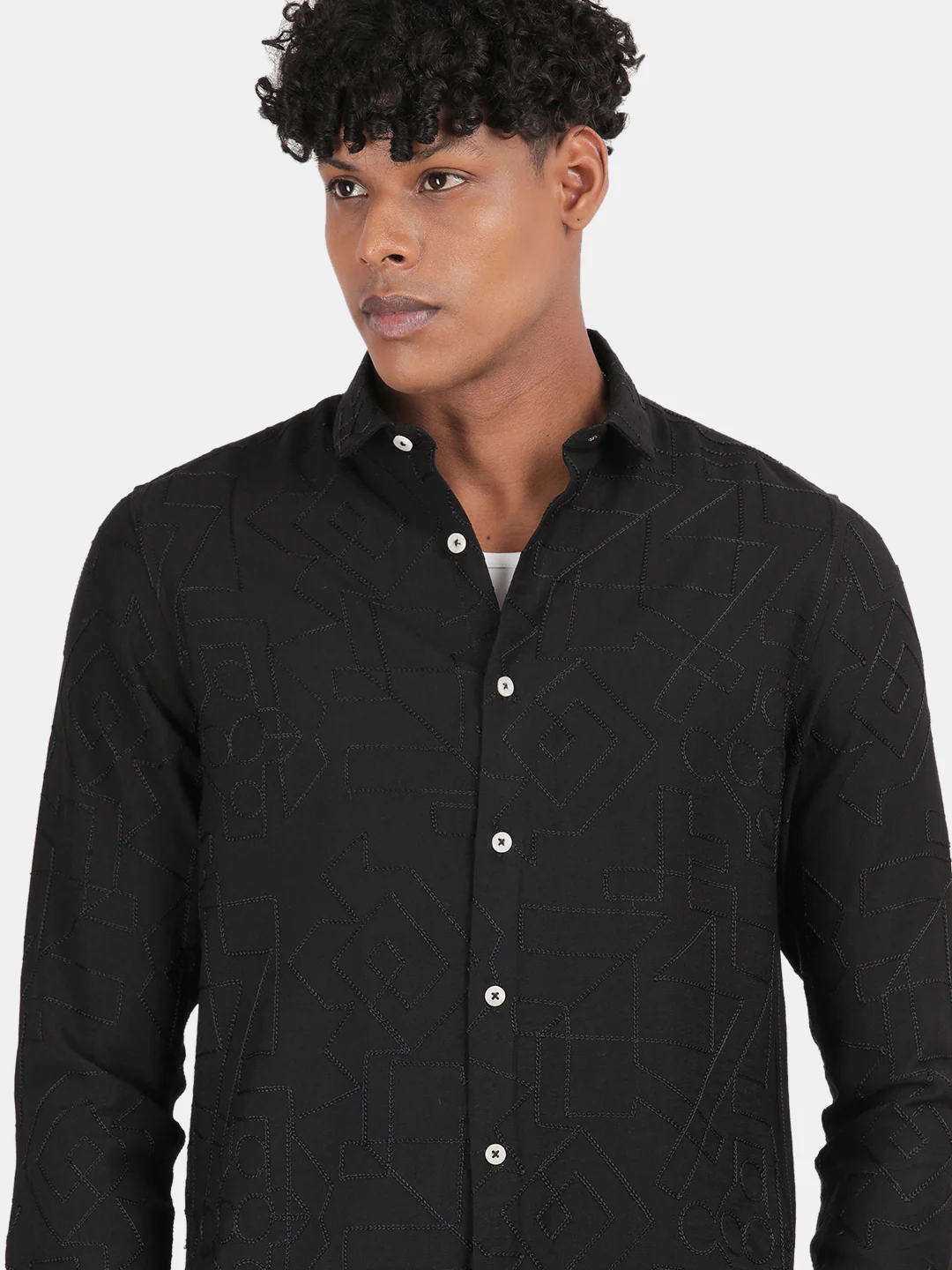 Men Black Slim Fit Shirt - Image 3