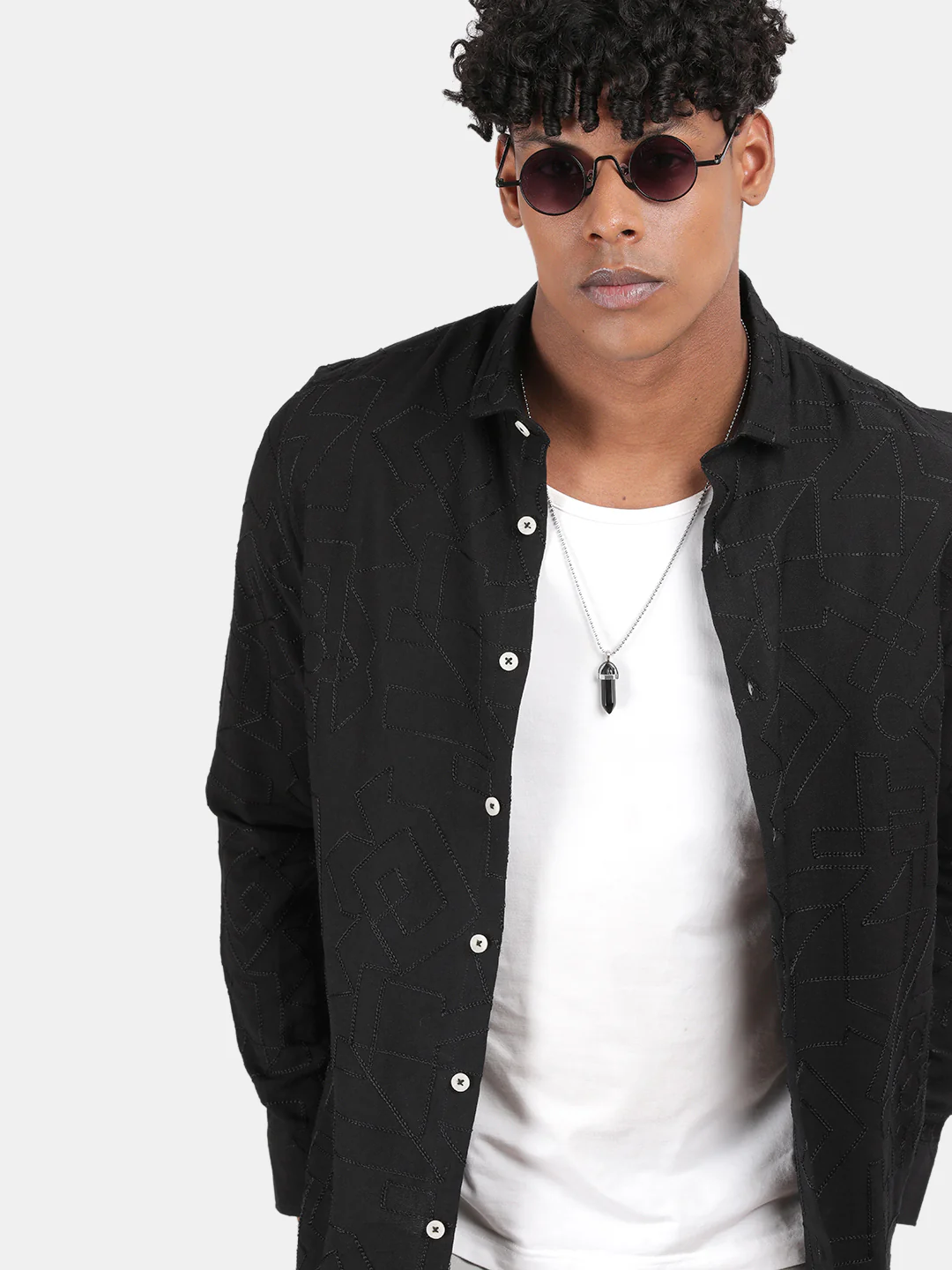 Men Black Slim Fit Shirt - Image 4