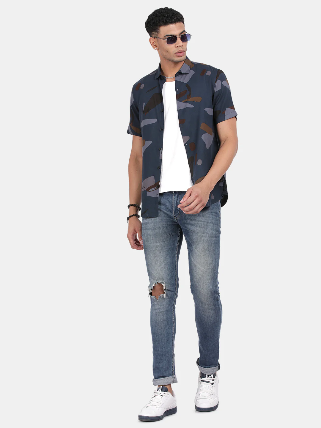 Men Multicolour Slim Fit Spread Collar Half Sleeve Casual Shirt - Image 3