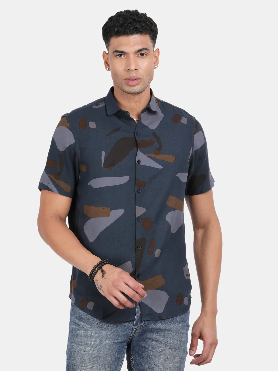 Men Multicolour Slim Fit Spread Collar Half Sleeve Casual Shirt - Image 4