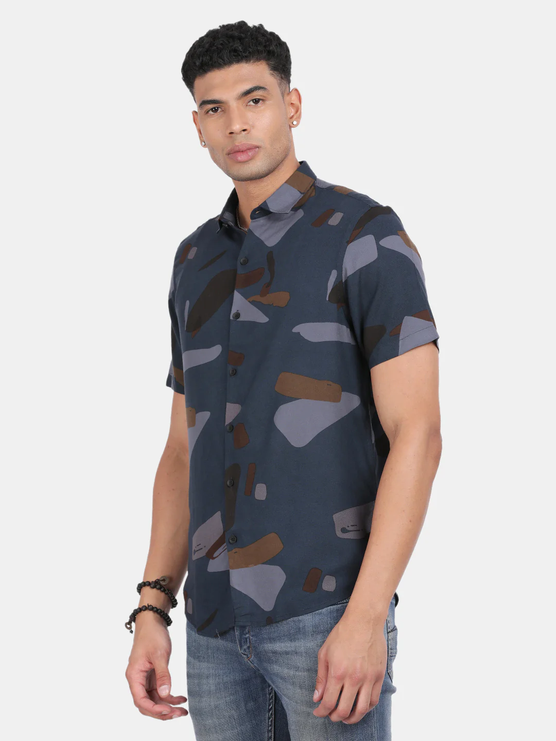 Men Multicolour Slim Fit Spread Collar Half Sleeve Casual Shirt - Image 5