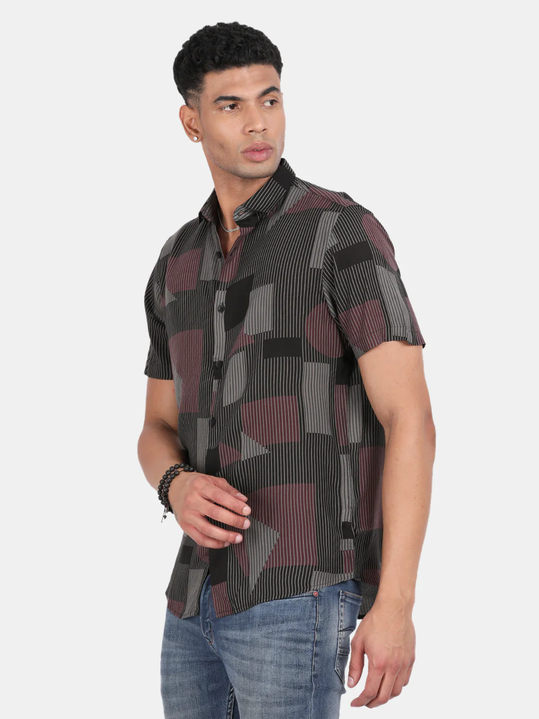Men Multicolour Slim Fit Spread Collar Half Sleeve Casual Shirt - Image 5