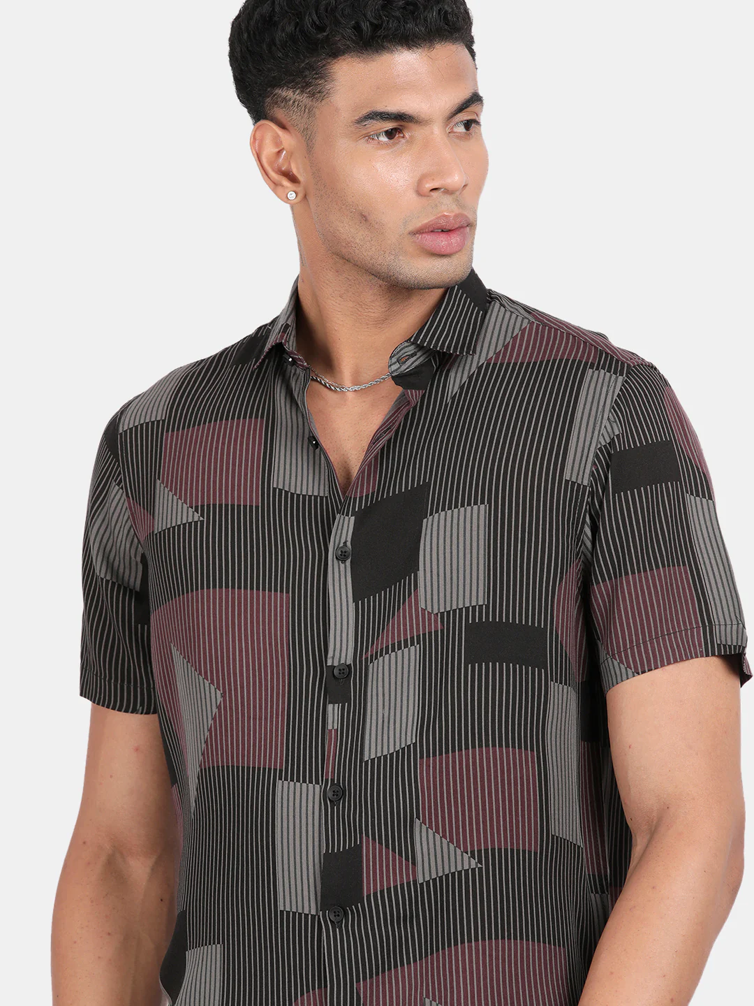Men Multicolour Slim Fit Spread Collar Half Sleeve Casual Shirt - Image 6