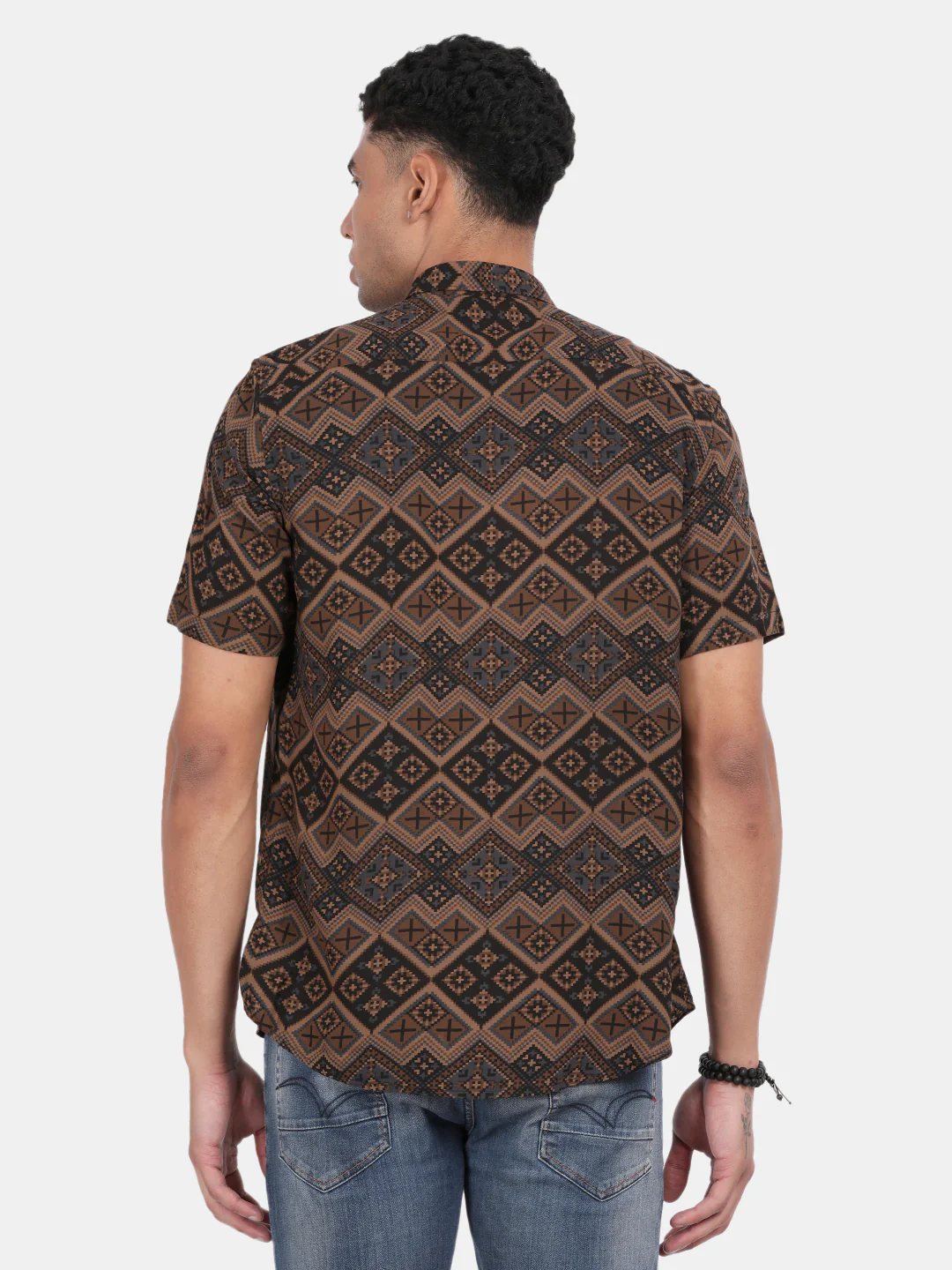 Men Multicolour Slim Fit Spread Collar Half Sleeve Casual Shirt - Image 2
