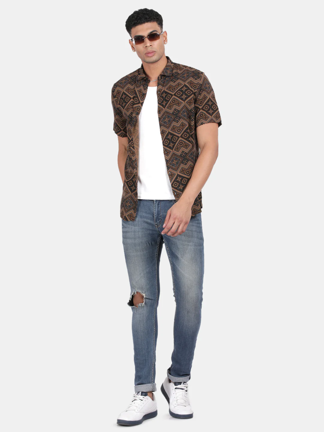 Men Multicolour Slim Fit Spread Collar Half Sleeve Casual Shirt - Image 3