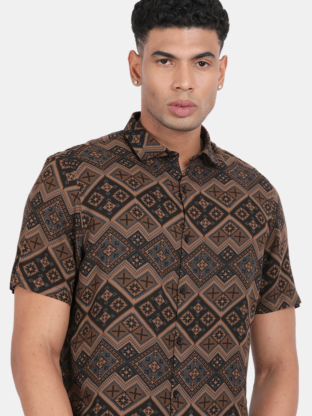 Men Multicolour Slim Fit Spread Collar Half Sleeve Casual Shirt - Image 6