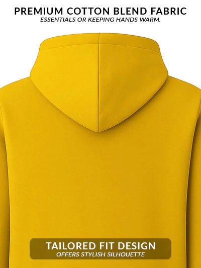 Men Mustard Cotton Fleece Printed Hoodie - Image 4