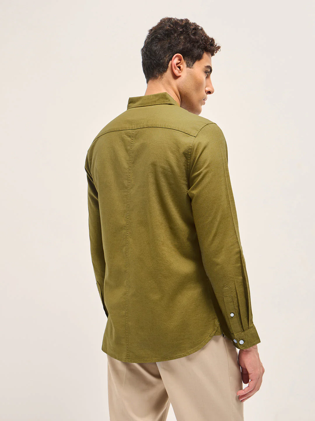 Men Mustard Cotton Linen Slim Fit Solid Casual Shirt - Image 5