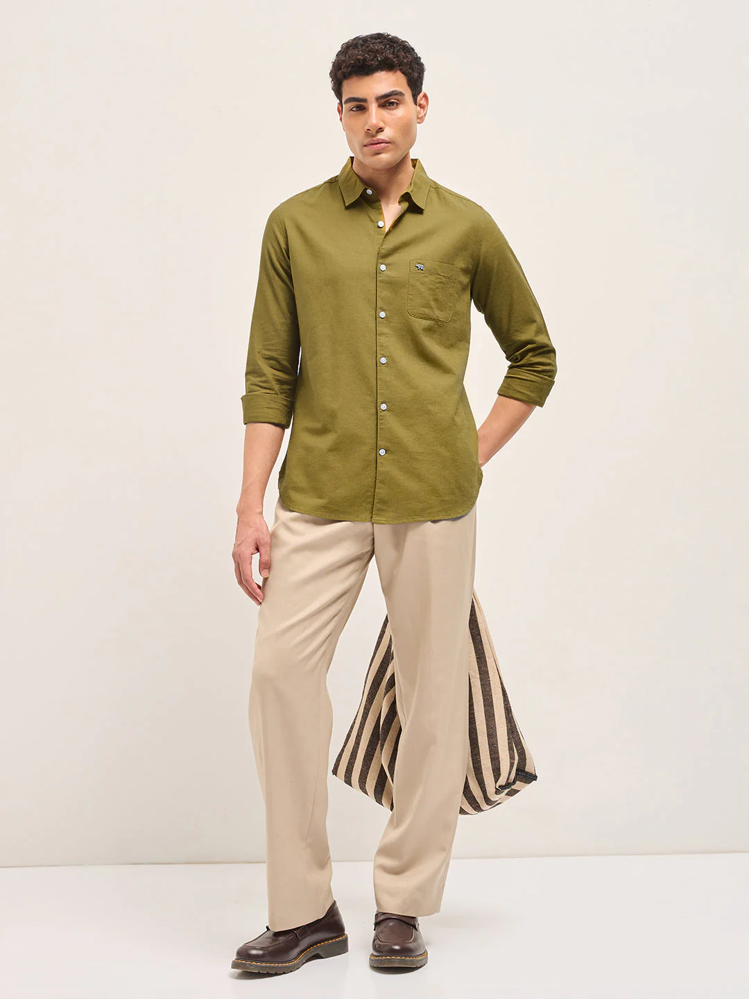 Men Mustard Cotton Linen Slim Fit Solid Casual Shirt - Image 7