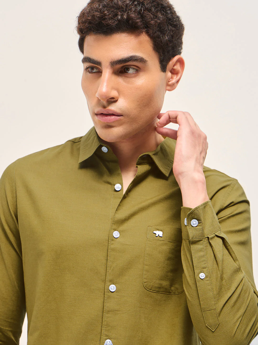 Men Mustard Cotton Linen Slim Fit Solid Casual Shirt - Image 8
