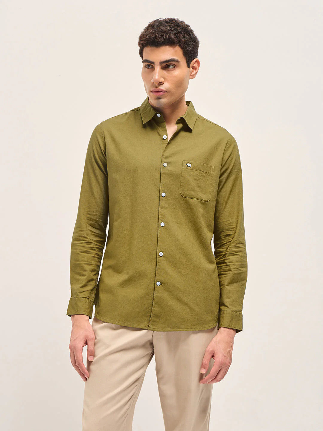 Men Mustard Cotton Linen Slim Fit Solid Casual Shirt - Image 9