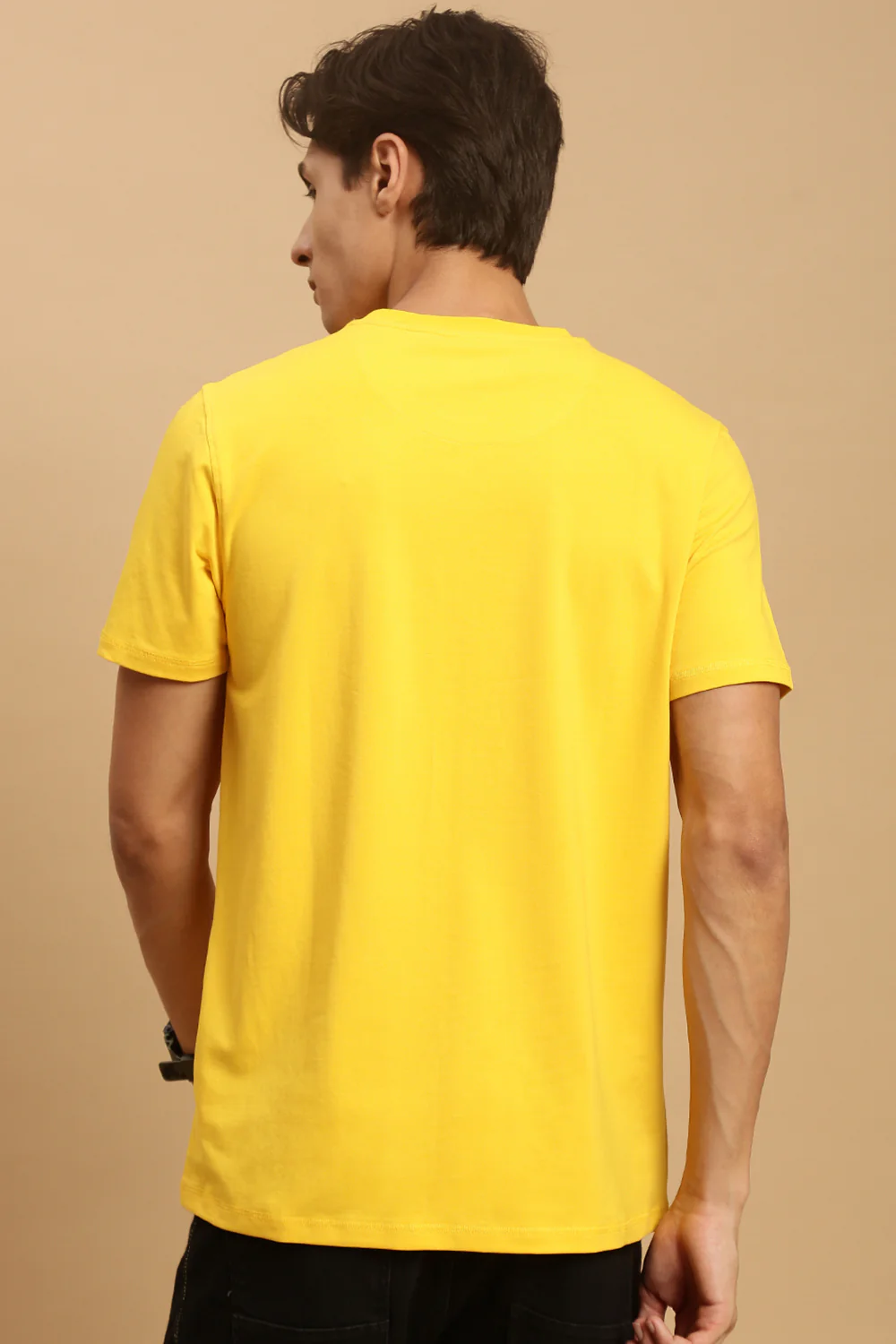 Men Mustard Half Sleeve T-Shirt - Image 3