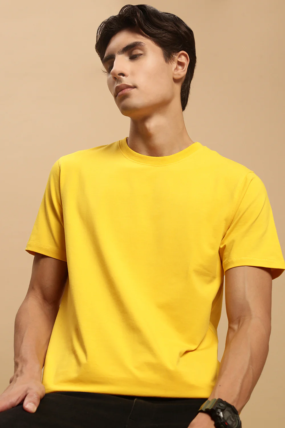 Men Mustard Half Sleeve T-Shirt - Image 5