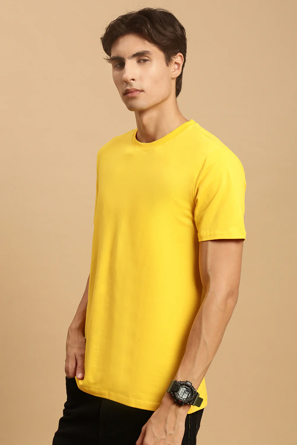 Men Mustard Half Sleeve T-Shirt - Image 6