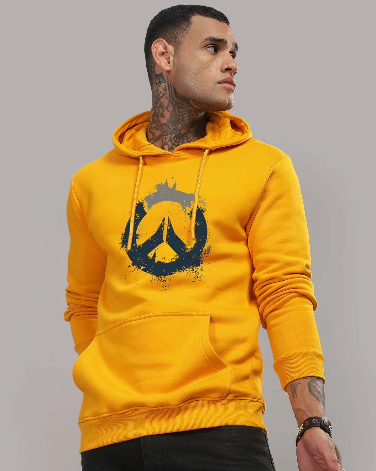 Men Mustard Long Lasting Printed Hoodie - Image 2